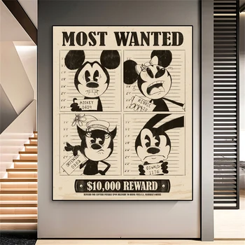 Disney Mugshots Menas Spausdinti Plakato Mickey Mouse Minnie Mouse Juokinga Dizainą, Animaciją Paveikslai Tapyba Namų Kambarį Dekoro