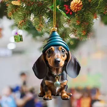 Durų Kabo Šuo Apdaila, Židinys Šuo Apdailos Juokingas Šuo Kalėdų Eglutės Ornamentu Santa Hat Bell Automobilių Šuo Pakabukas Auto