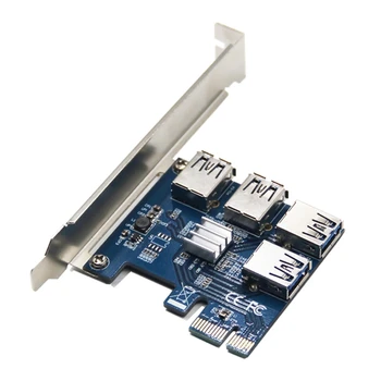 E9LB PCI-E Extender Riser Card 1 Išorės, 4 USB Adapteris 16X Lizdai Kasybos Korta PCI-E Adapterį Riser Card
