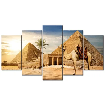 Egipto Piramidės 5 Gabalo Drobės, Paveikslai, Modernus Plakatas Sienos Meno Nuotrauką Namų Dekoro
