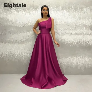 Eightale Oficialus Moterų vakarinės Suknelės arabų Vieną Petį Dubajus Satino Grindų Ilgis-Line Šalies Prom Chalatai chalatas de soirée