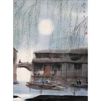 Frameless Kinijos šiuolaikinio meno meistras Yang Mingyi klasikinis Muziejus atgaminti dydžio pritaikymas Rašalo tapybos Jiangnan Mus