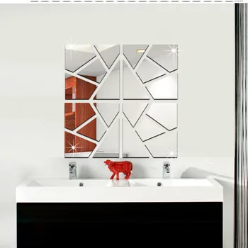 Funlife Namų dekoravimo lipdukai Eilėje Vėdinimo Vonios kambarys Kreko Fone Geometrinis Galvosūkiai Kristalų Stereo Veidrodis Antspaudai