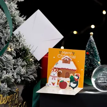 Gimtadienio, Naujųjų Metų Dovanos Šeimos Santa Claus Atvirukai Su Paketas Ačiū Korteles Palaima Korteles Kalėdų Atvirukas