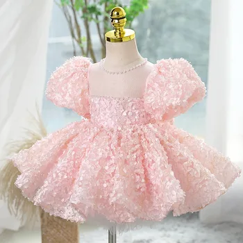 Gėlių Gril Suknelė Vasaros Didelis Vaikų Princesė Pink Sweet Vestuvių Mažai Mergaitei Gimtadienio Veiklos Vestuvės Dress Renginiai