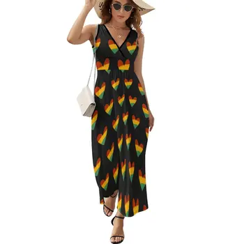 Juneteenth Laisvės Diena African American Vintage Suknelė Maxi Suknelė V Kaklo Dizaino Boho Paplūdimio Ilgos Suknelės Streetwear Didelis Dydis Suknelė