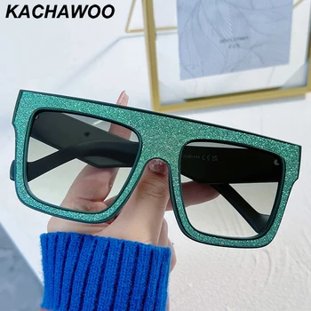 Kachawoo didelis rėmo akiniai nuo saulės aikštėje moterų žalia juoda leopard 