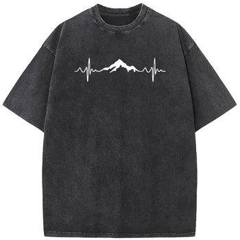 Kalnų Grafinis Patogūs vyriški V-Kaklo Marškinėliai Unisex Kvėpuojantis Atsitiktinis Tees Vintage Plauti Vyrų Marškinėliai