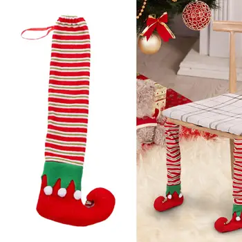 Kalėdų Kėdės Koją, Padengti Animacinių filmų Kojinės Rankovės Antsiuvai Baldų Kojų gaubtas, skirtas Valgomasis Švenčių Kalėdos Apdailos Reikmenys