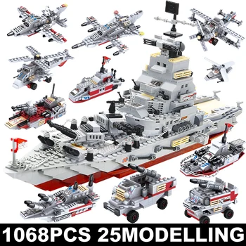Karinio jūrų laivyno Karo Vežime Laivo Armijos Valtis Plokštumoje Modelis Karo laivų Statyba Blokai Suderinamas Su Lego Statybos Nustatyti Berniukų Plytų Žaislai