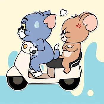 Katės ir pelės elektrinių automobilių dekoratyviniai lipdukai Tom cat mielas kūrybinė asmenybė šalmas animacinių filmų dekoratyvinis įbrėžimų padengti.