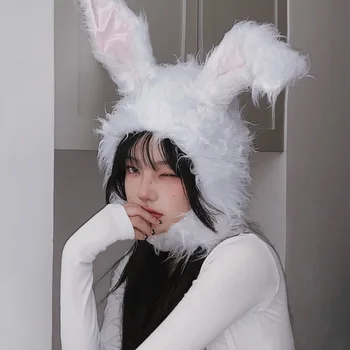Kawaii Triušio Ausis Skrybėlę Moterų, Mergaičių Cute Bunny Earflap Bžūp Šiltas Galvos Šilčiau Žiemos Skrybėlę Merginos Kepuraitė Saldus juokinga galvos Apdangalai
