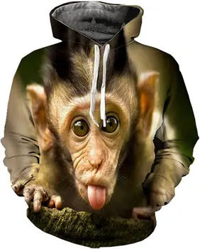 Kokybės Sveikatos priežiūros Medžiaga Mados, Paltai, vyriški Orangutan Vilnos Gobtuvu Palaidinukė 3D Beždžionė Spausdinti Puloveris Hoodie Vyrų, Moterų, Series 60