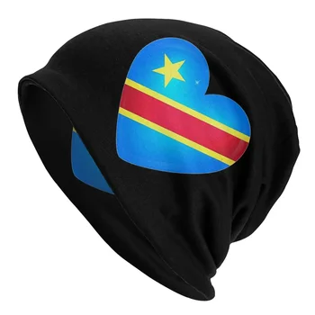 Kongas Kongo Vėliavos Kepurės Atsitiktinis Gatvės Skullies Beanies Skrybėlę Vyrų Pavasaris Šiltas Galvos Wrap Variklio Dangčio Megzti Skrybėlę
