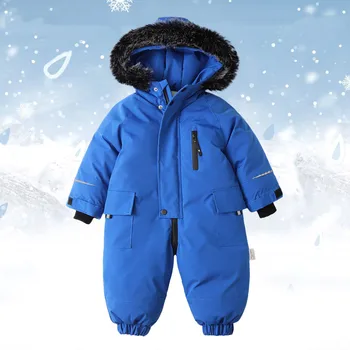 Kūdikių Sniego Kostiumai Žiemos Kombinezonai, skirtas Naujagimių, Vaikų Sniego Dėvėti Storio Jumpsuits Berniukų, Mergaičių Slidinėjimo Snowsuit Žemyn Striukės, Paltai 0-3Y