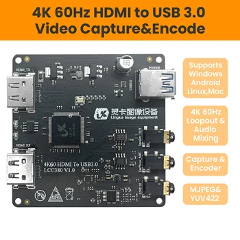 LCC380 4K60Hz HDMI su USB3.0 Užfiksuoti HDMI UAC uv-C Ciklas ir Garso Maišymo,1080P60 Įrašymo,Linija+Mic in+Garsiakalbis,YUV,HDMI2UVC