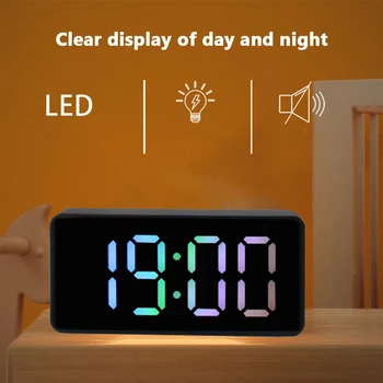 LED Skaitmeninis Laikrodis-Žadintuvas, Didelis Ekranas, Valdymas Balsu Reguliuojamas Ryškumas Dual Signalizacijos Stalo Laikrodis Namų Miegamojo, Biuro