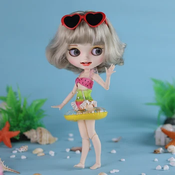 LEDINIS DBS Blyth lėlės maudymosi kostiumėlį, 1/6 bjd vasaros maudymosi kostiumėlį gyvybės saugotojas mielas akiniai nuo saulės žaislas anime merginos kostiumas SD