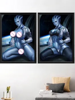 Liara Animacinių Filmų Vaizdo Žaidimas Sexy Nude Girl Anime Mass Effect Meno Plakatas Užsakymą Nuotrauką Apdailos Ir Dekoro, Sienų Šilko Spausdina