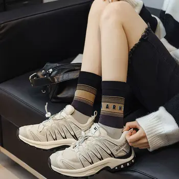 Mezgimo Stripe Socks Kawaii Harajuku Raide Viduryje Vamzdis Kojinės Medvilnės Japonijos Kratinys Spalvos Kojinės Streetwear