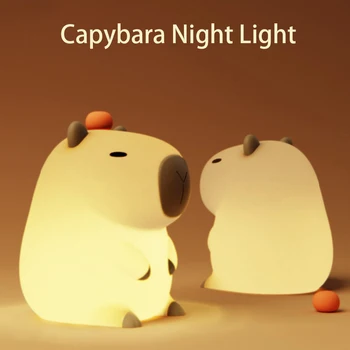 Mielas Animacinių filmų Capybara Naktį LED Lemputė USB Įkrovimo Silikono Paglostyti Lempa Laikas Tamsos Miego, Nuotaikos Lempos Vaikas Dovana Kambario Dekoro