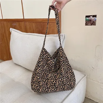 Modernus Mažas Leopardas Spausdinti Krepšys Vieno Peties Drobės Maišelį Moteris Studentų Įstrižainės, Didelės Talpos Portaliniai Krepšys