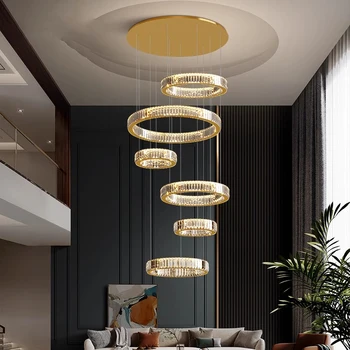 Modernus žiedas laiptai led žibintai crystal šviesos žibintus, kambarį, led Šviestuvai, valgomasis, kambarys kabo šviesa patalpų apšvietimas