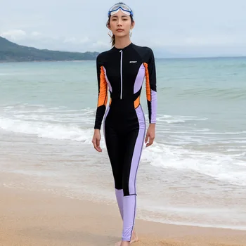Moterų maudymosi kostiumėlį 2024 vienas gabalas ilgas rankovėmis, kelnes nardymo kostiumas banglenčių lieknėjimo ir apima pilvo didelio dydžio