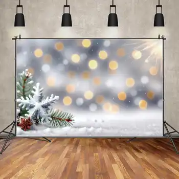 MĖNULIS.QG Fone Kalėdų Snaigės Bokeh Šviesos Photozone Photocall Fone Pušies Medžio Sniego Grindų Šalies Deco Studija Prekes