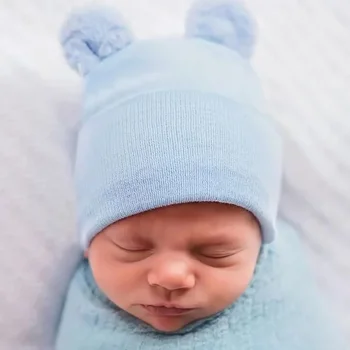 Naujas Baby Skrybėlę Animacinių Filmų Lokys Ausies Rudenį, Žiemą Šiltas Baby Megzti Skrybėlę Ligoninės Kepurės Ausis Naujagimių Fotografijos Bžūp