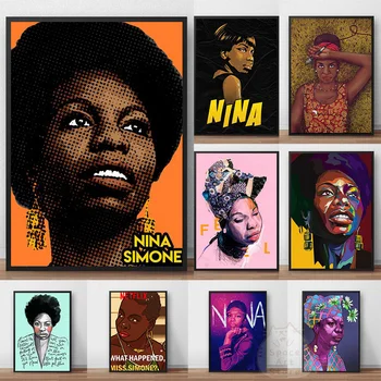 Nina Simone Plakatas Alternatyvių Abstraktaus Meno Dainininkas Klasikinis Drobės Tapybos Sienos Spausdina Nuotraukas Coffee House Baras Kambaryje Namų Dekoro