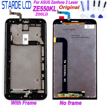 Originalus LCD ASUS Zenfone 2 Lazerio ZE550KL Z00LD LCD Ekranas Jutiklinis Ekranas Su Rėmu atsarginės Dalys, su nemokamais Įrankiais