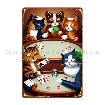 Pokerio Katė Metalo Apnašas Custom Design Kambarį Aprūdijęs Dizaino Pub Alavo Pasirašyti Plakatas