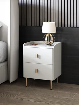 Prabanga roko medžio masyvo staliukas šiuolaikinės paprasta aukštos kokybės baltos odos lovos spintos lentyną, spintelę