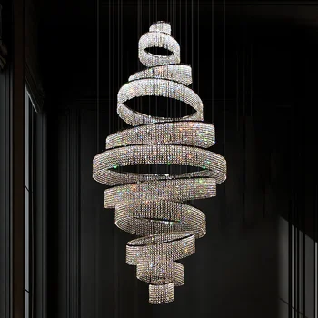 Prabangus dvipusis kristalų šviestuvai šviestuvai prabangos atmosferą, hotel villa palėpės laiptų dekoratyvinis apšvietimas gali būti pritaikyti