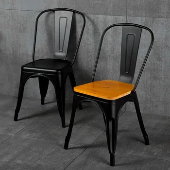 Pramoninės vėjo kėdė Geležies meno Restoranas, baras vienos kėdės laisvalaikio kėdė komercinės retro juoda valgomojo kėdės, taburetės