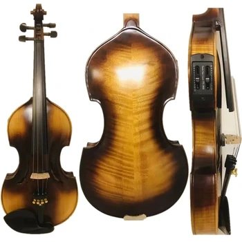 Rankų Baroko stiliaus rudos spalvos elektrinis smuikas 4/4 +Akustinis smuikas