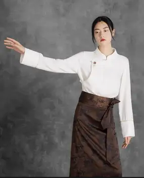 Retro Stiliaus Marškinėliai Moterų Literatūros ir Meno Tibeto Stiliaus Drabužių Pusė Sijonas Rinkinys