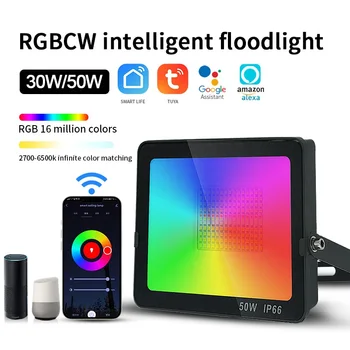 RGB Potvynių Žiburiai 50W 30W RGB Atšvaitas IP65 Vandeniui LED Prožektoriai, EU Plug Projektoriaus Lempa Lauko Sodo Kalėdų Šviestuvai
