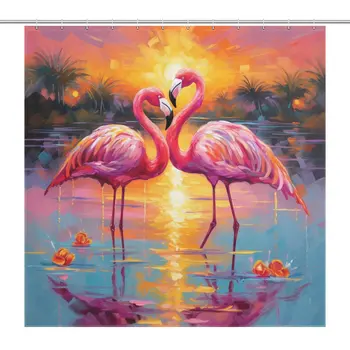 Riaušių Atspalvių Šviesos Žaisti Flamingas Dušo Užuolaidos Vonios Vandeniui 12pcs Kabliukai Dailininko Prisimenant