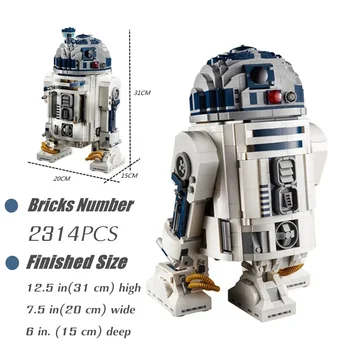 Sandėlyje 75308 NAUJŲ TINKA 2314PCS Robotas Star Kosmoso Sąjungos R2D2 Modelio R2-D2 Duomenys Kūrimo Bloką Plytų Berniukas Gimtadienio Dovana Žaislas, Vaikas
