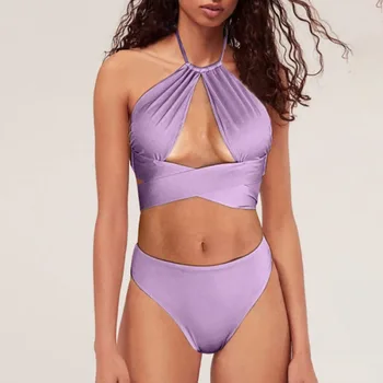Seksuali vientisa Spalva Backless Bikini Komplektas vientisi maudymosi kostiumėlį Mados Tuščiaviduriai iš Apynasrio Paplūdimio Jungiamąją Iki Moterų Maudymosi Kostiumai Prabanga