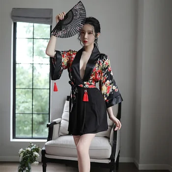 Seksualus Kimono Suknelę Moteris Japonų Stiliaus Moteris Haori Sakura Kawaii Merginos Pižama Yukata Chalatas Geiša Vienodas Pižamą Šalis