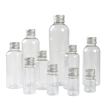 Skaidraus Plastiko Buteliukas Su Užsukamu Aliuminio Mažus Stiklainius Kosmetikos Konteinerių Travel Kit Tuščias Daugkartiniai Buteliai Jar