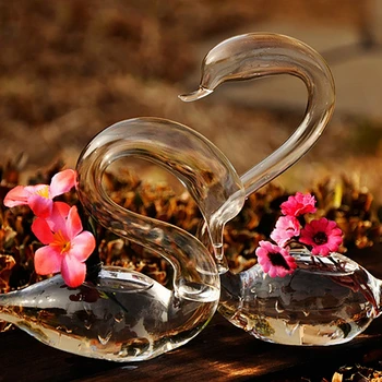 Skaidraus Stiklo Hydroponic Gėlių Vaza Swan Formos Namų Puošybai Atostogų Dovanos, Vestuvių Dekoravimas