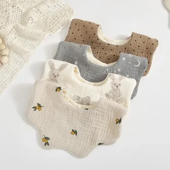 sluoksnio medvilnės marlės, žiedlapis kombinezonai su antkrūtiniais Zou Zou medžiaga seilių rankšluostį 360 laipsnių naujagimiai, kombinezonai su antkrūtiniais kūdikių anti-vėmimą pieno rankšluostį