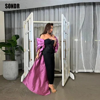 SONDR Juoda/Violetinė Kulkšnies Ilgis Prom Šalis Suknelės Stebėjimo oFF Peties Satino Dubajus Arabija Vakare Chalatai Oficialią Suknelės, Šaliai