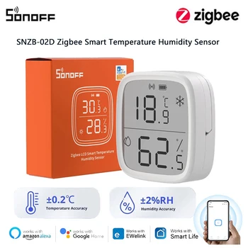 SONOFF SNZB-02D Zigbee Smart Temperatūros ir Drėgmės Jutiklis Didelis LCD Nuotolinis Stebėjimas Realiu laiku Ewelink APP Per Alexa 