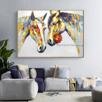 spalvinga arklių Rankomis dažyti Didelio Dydžio gyvūnų Aliejaus Tapybos Drobės, Paveikslai, Menas Sienos Nuotrauka Apdaila, vidaus apdaila