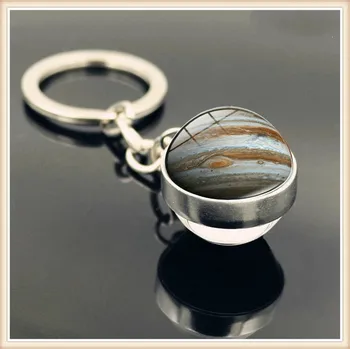 Stiklo Kamuolys Automobilių Key Chain Žemė, Saulė, Marsas paveiksl už 